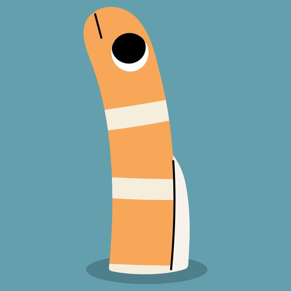 Splendid garden eel single cute on a white background, illustration. vector