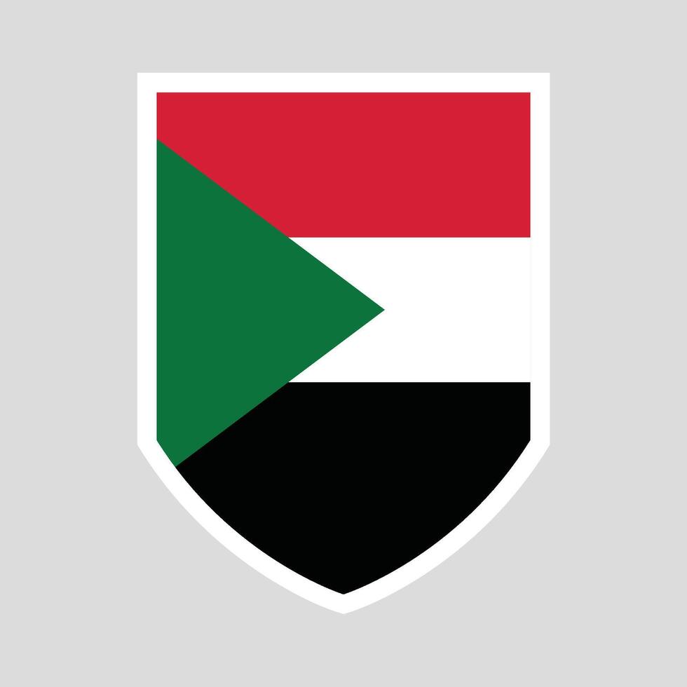 Sudán bandera en proteger forma marco vector