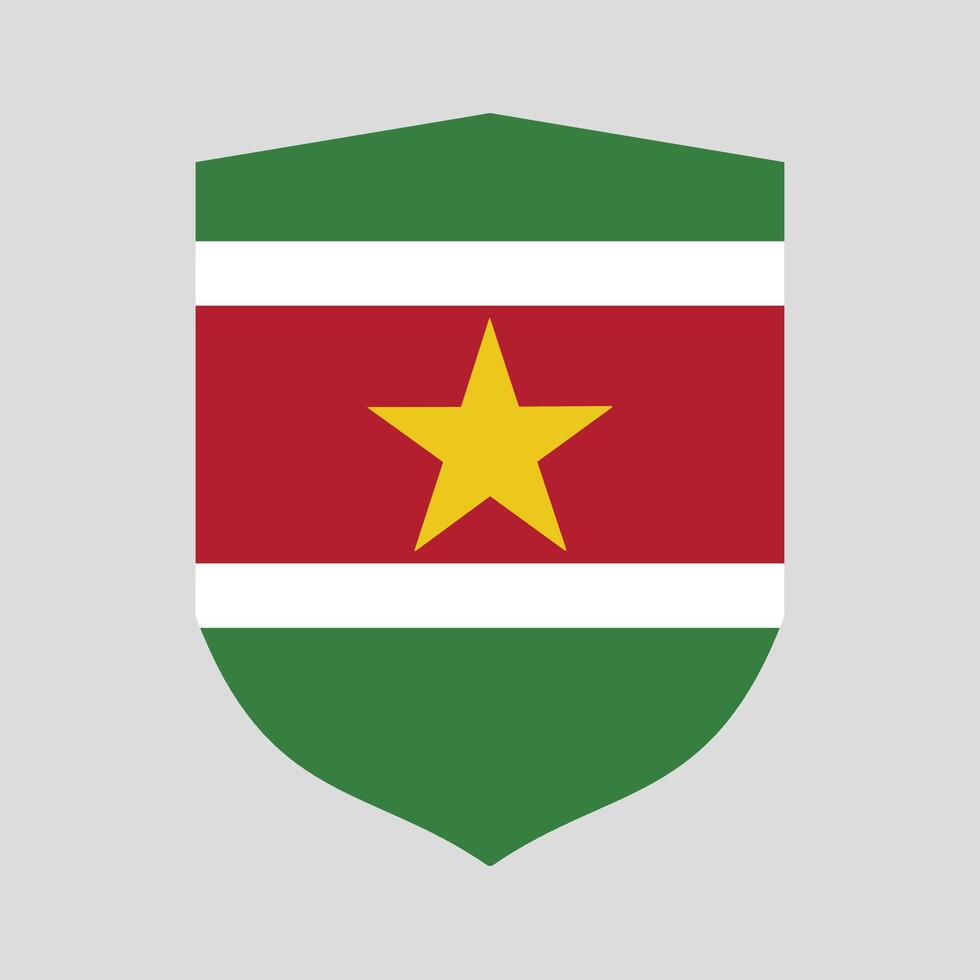 Suriname Flag in Shield Shape Frame vector