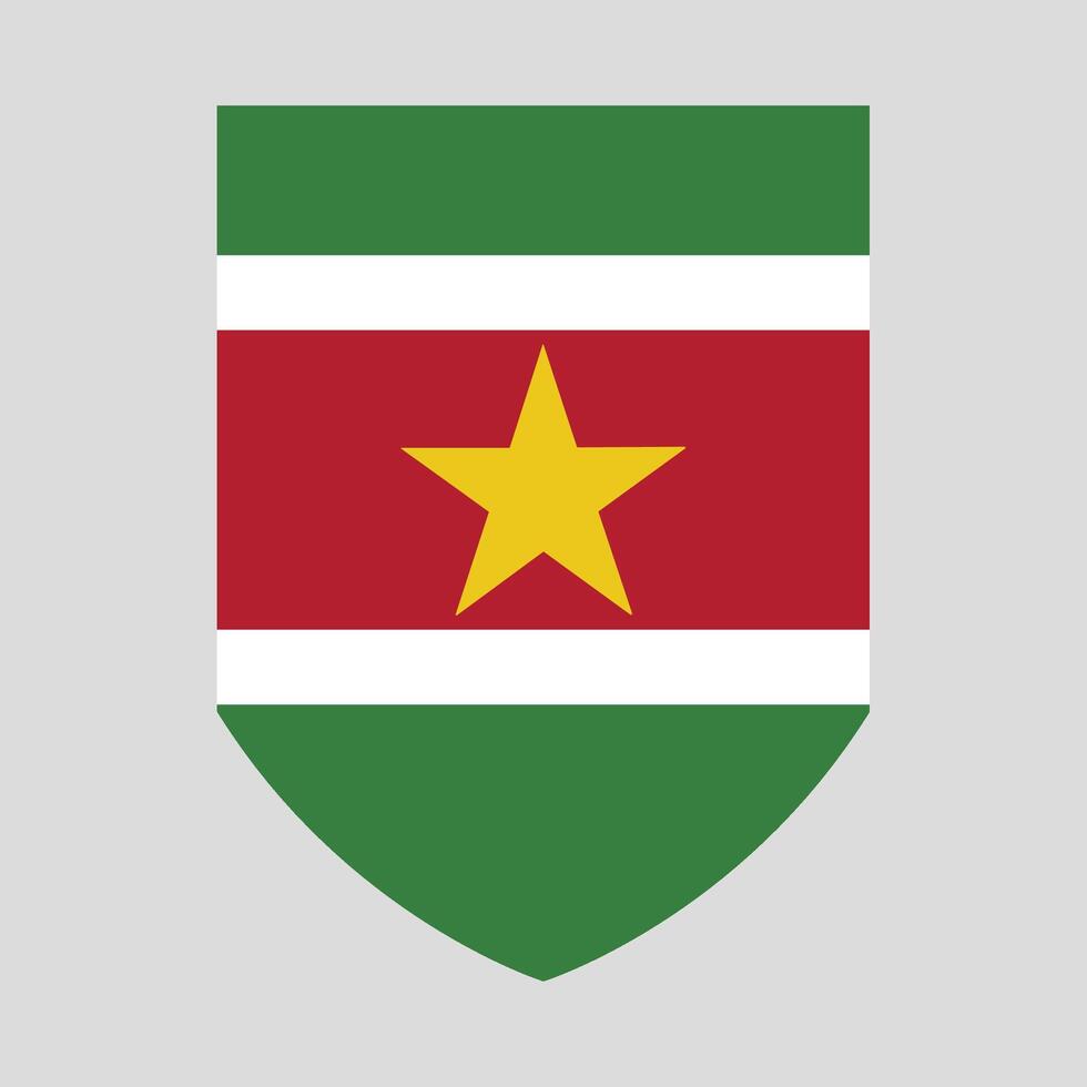 Surinam bandera en proteger forma marco vector