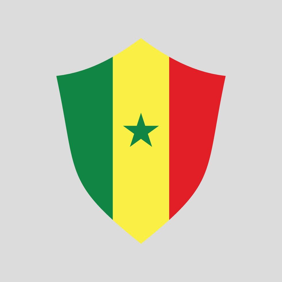 Senegal Flag in Shield Shape Frame vector