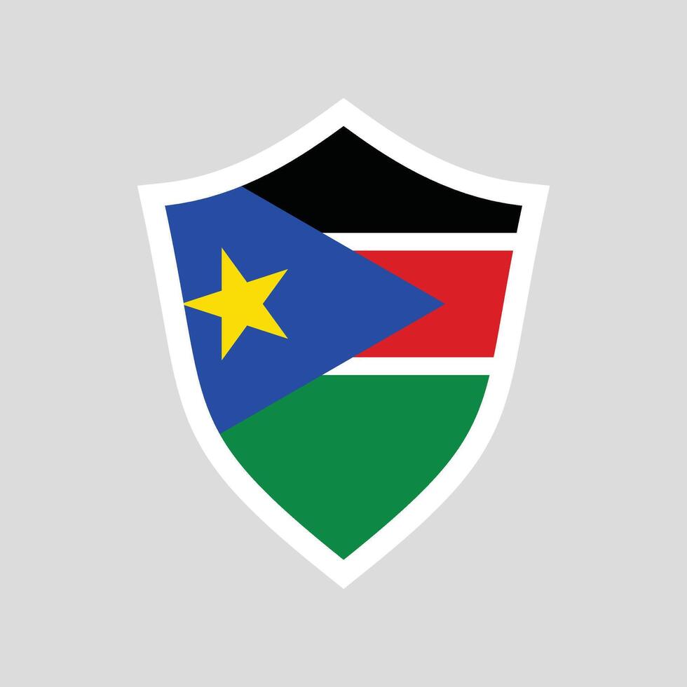 South Sudan Flag in Shield Shape Frame vector