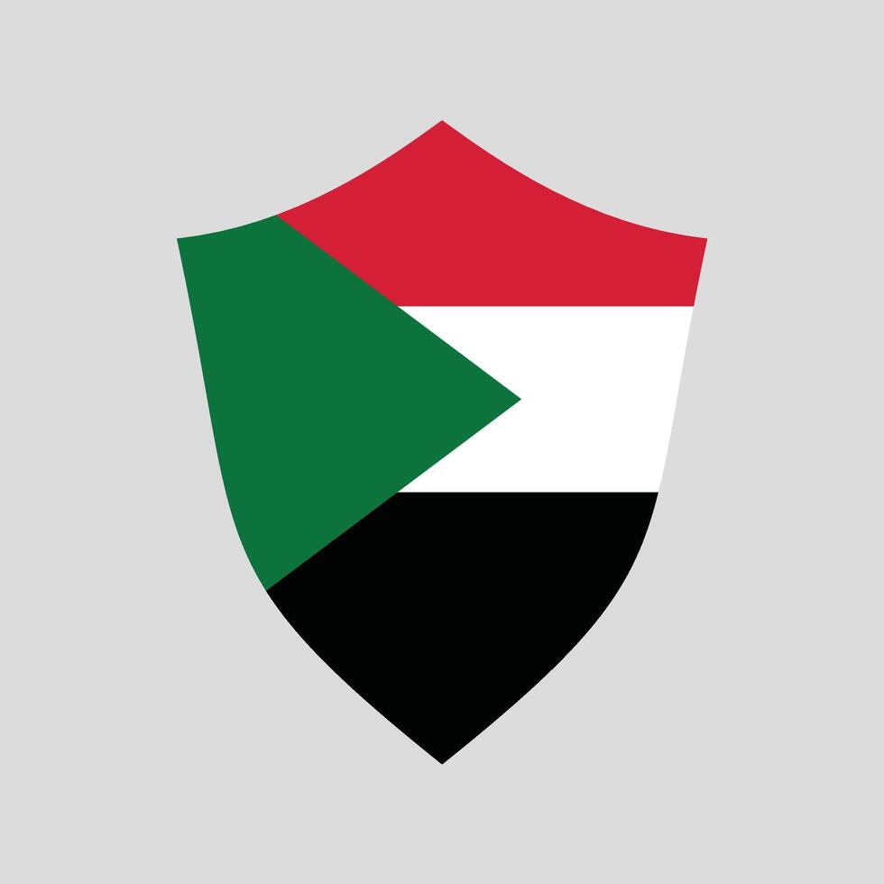 Sudán bandera en proteger forma marco vector
