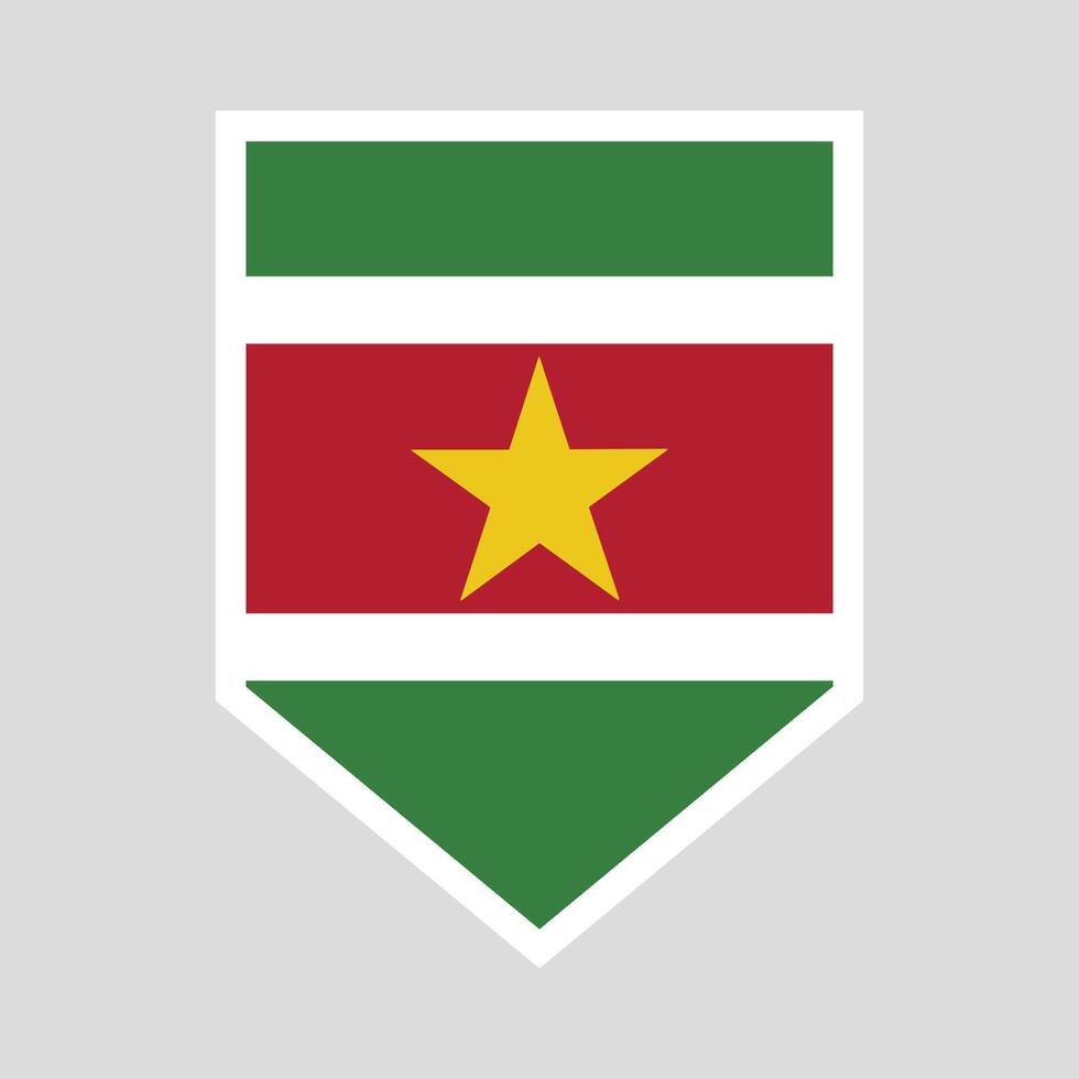 Surinam bandera en proteger forma marco vector