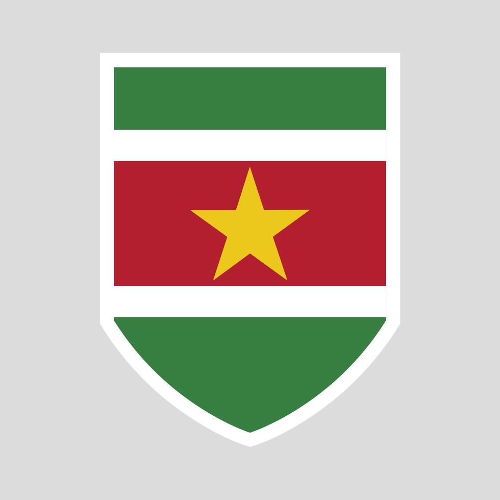 Suriname Flag in Shield Shape Frame vector
