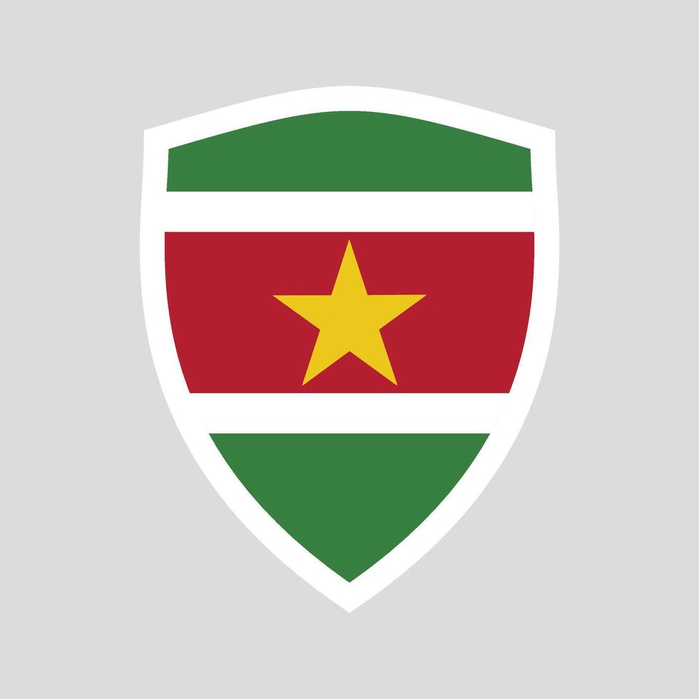 Suriname Flag in Shield Shape Frame vector