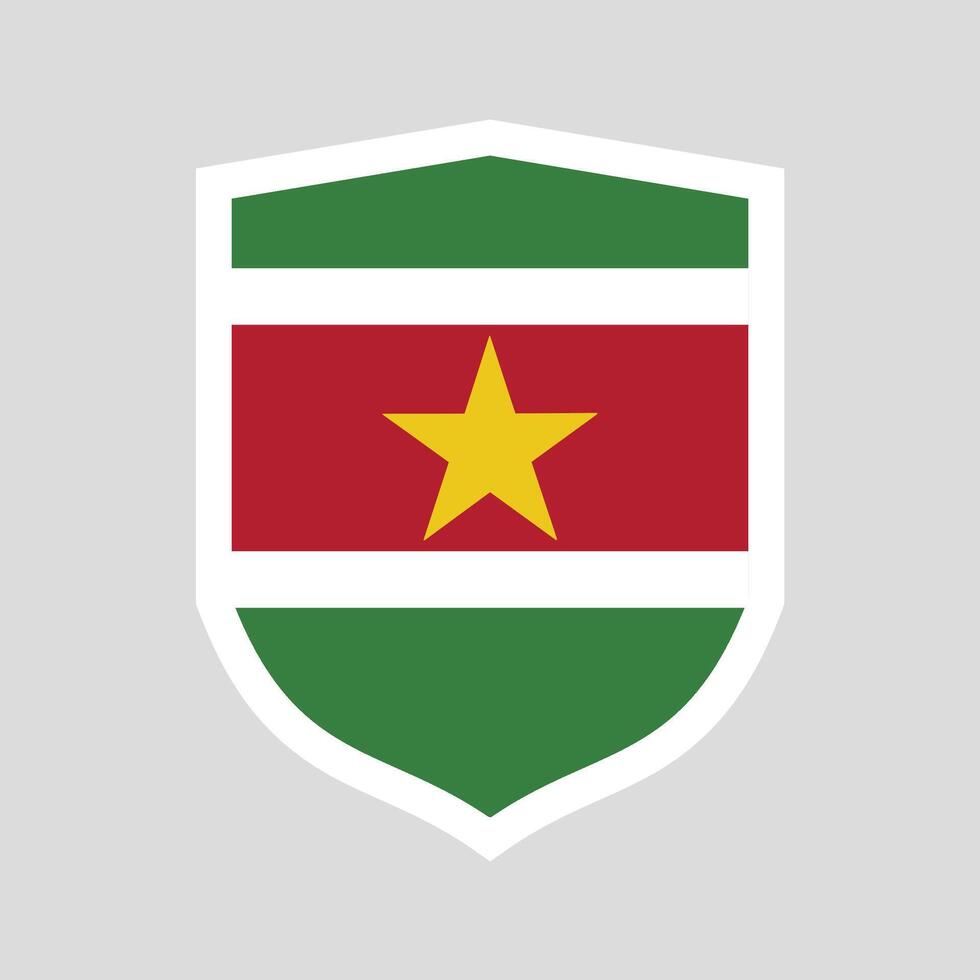Suriname Flag in Shield Shape Frame vector