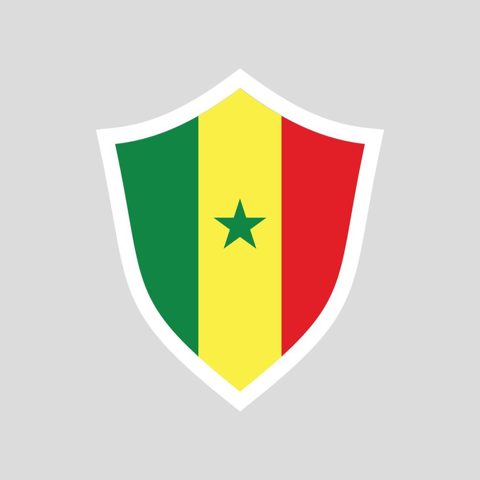 Senegal bandera en proteger forma marco vector