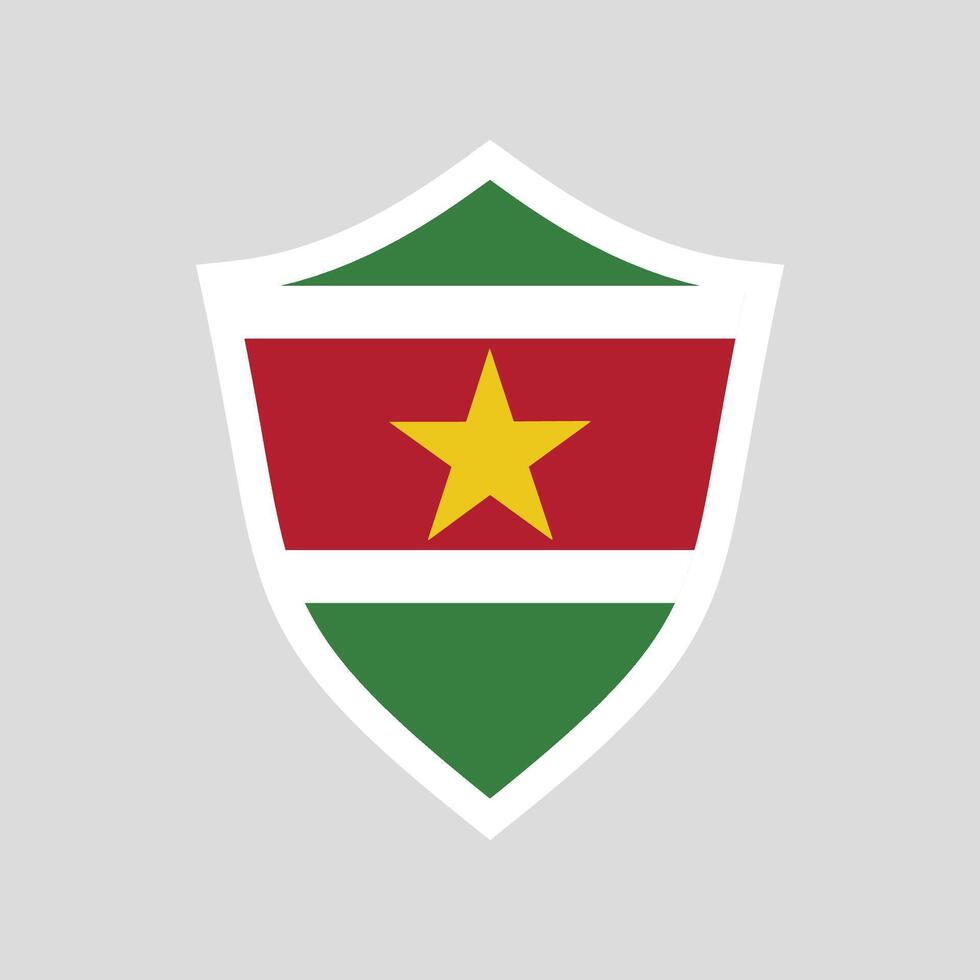 Suriname Flag in Shield Shape Frame vector