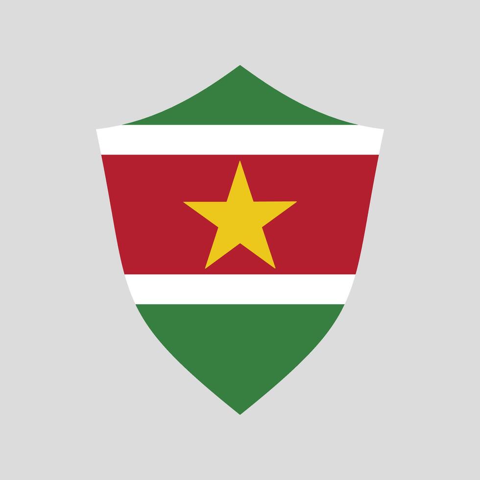 Surinam bandera en proteger forma marco vector