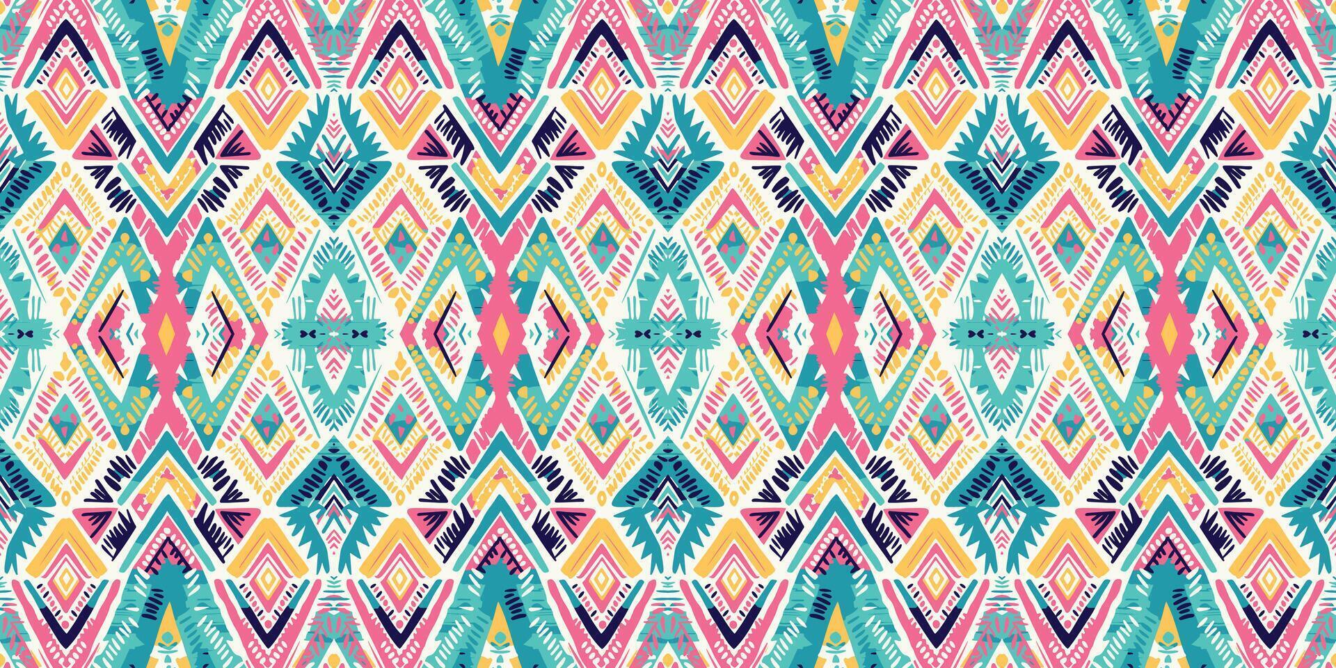 Seamless batik pattern,Seamless tribal batik pattern,and Seamless colorful pattern resemble ethnic boho, Aztec,and ikat styles.designed for use in wallpaper,fabric,curtain,carpet,Batik Embroidery vector