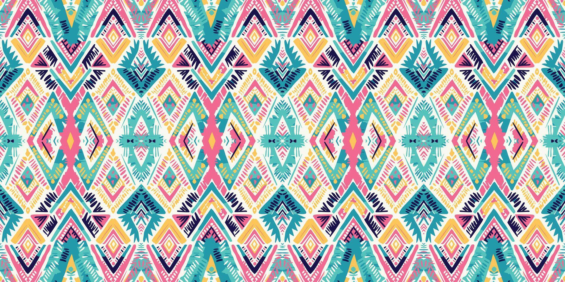 Seamless batik pattern,Seamless tribal batik pattern,and Seamless colorful pattern resemble ethnic boho, Aztec,and ikat styles.designed for use in wallpaper,fabric,curtain,carpet,Batik Embroidery vector