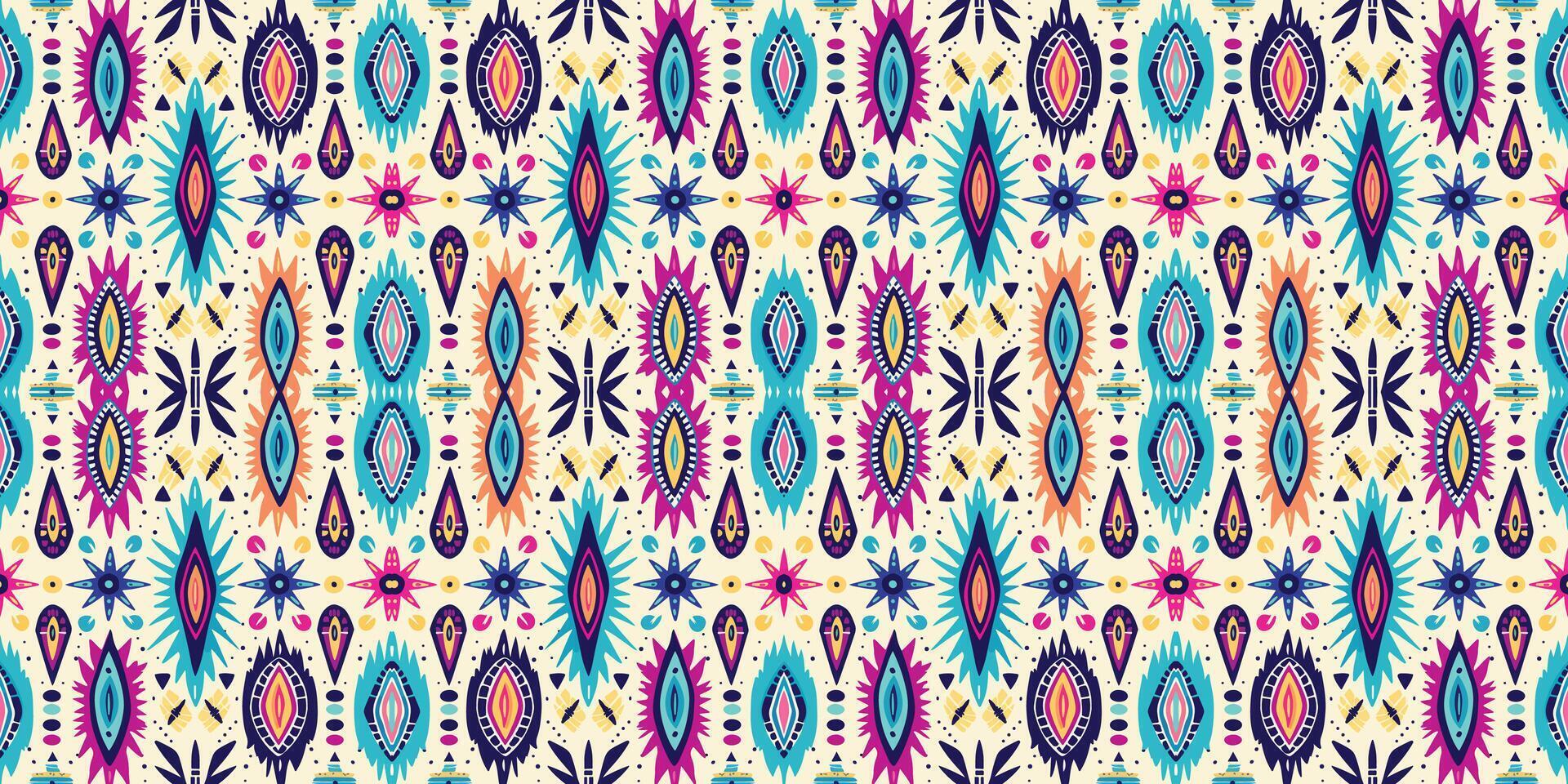 Seamless batik pattern,Seamless tribal batik pattern,and Seamless colorful pattern resemble ethnic boho, Aztec,and ikat styles.designed for use in wallpaper,fabric,curtain,carpet,Batik Embroidery vector