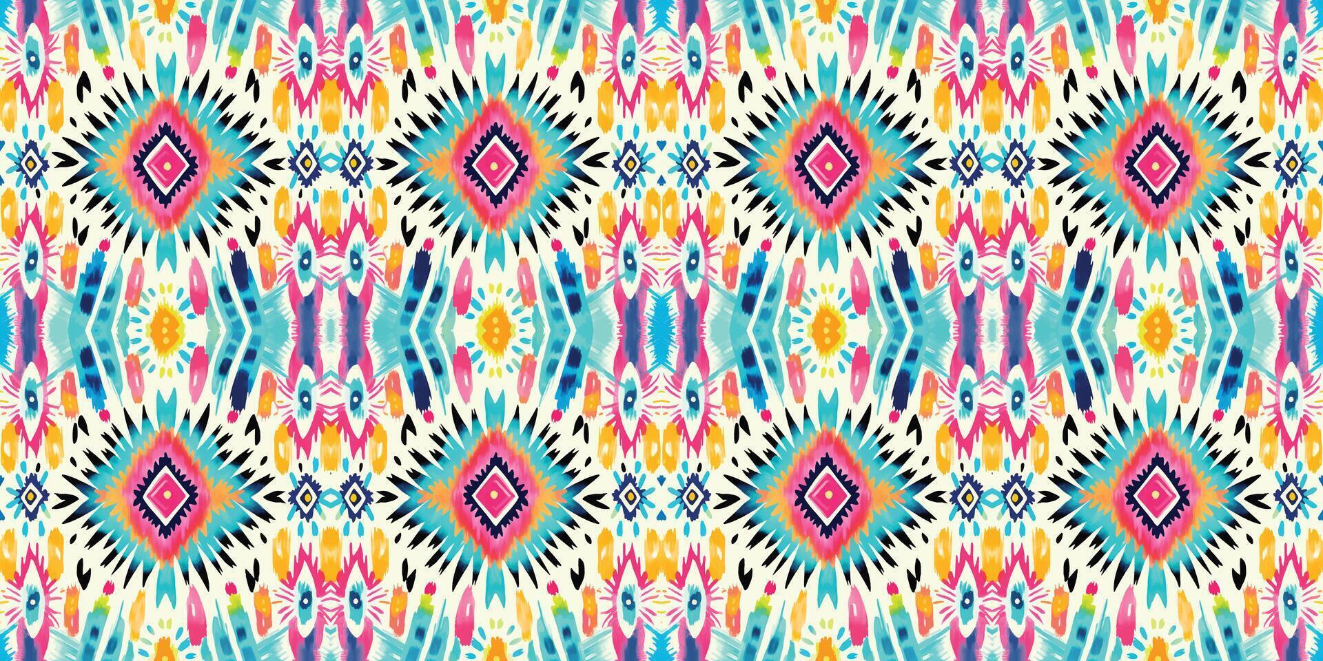 Seamless batik pattern,Seamless tribal batik pattern,and Seamless colorful pattern resemble ethnic boho, Aztec,and ikat styles.designed for use in wallpaper,fabric,curtain,carpet,Batik Embroidery vector