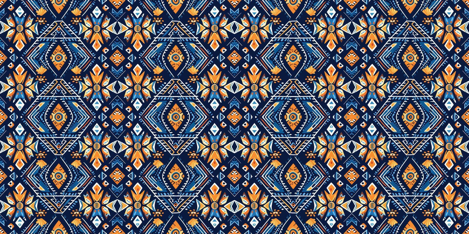 Seamless batik pattern,Seamless tribal batik pattern,and Seamless colorful pattern resemble ethnic boho, Aztec,and ikat styles.designed for use in wallpaper,fabric,curtain,carpet,Batik Embroidery vector