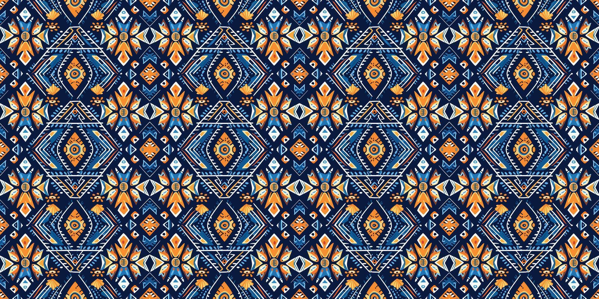 Seamless batik pattern,Seamless tribal batik pattern,and Seamless colorful pattern resemble ethnic boho, Aztec,and ikat styles.designed for use in wallpaper,fabric,curtain,carpet,Batik Embroidery vector