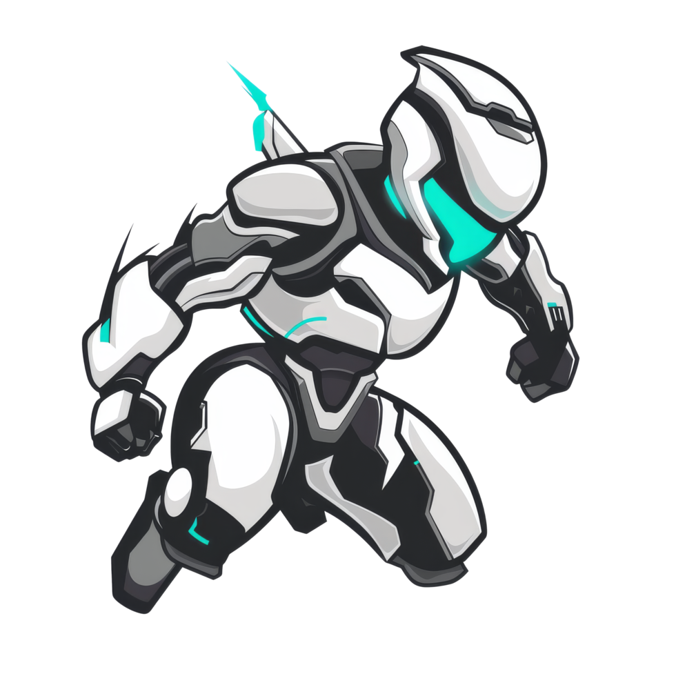 Futuristic warrior in dynamic action pose png