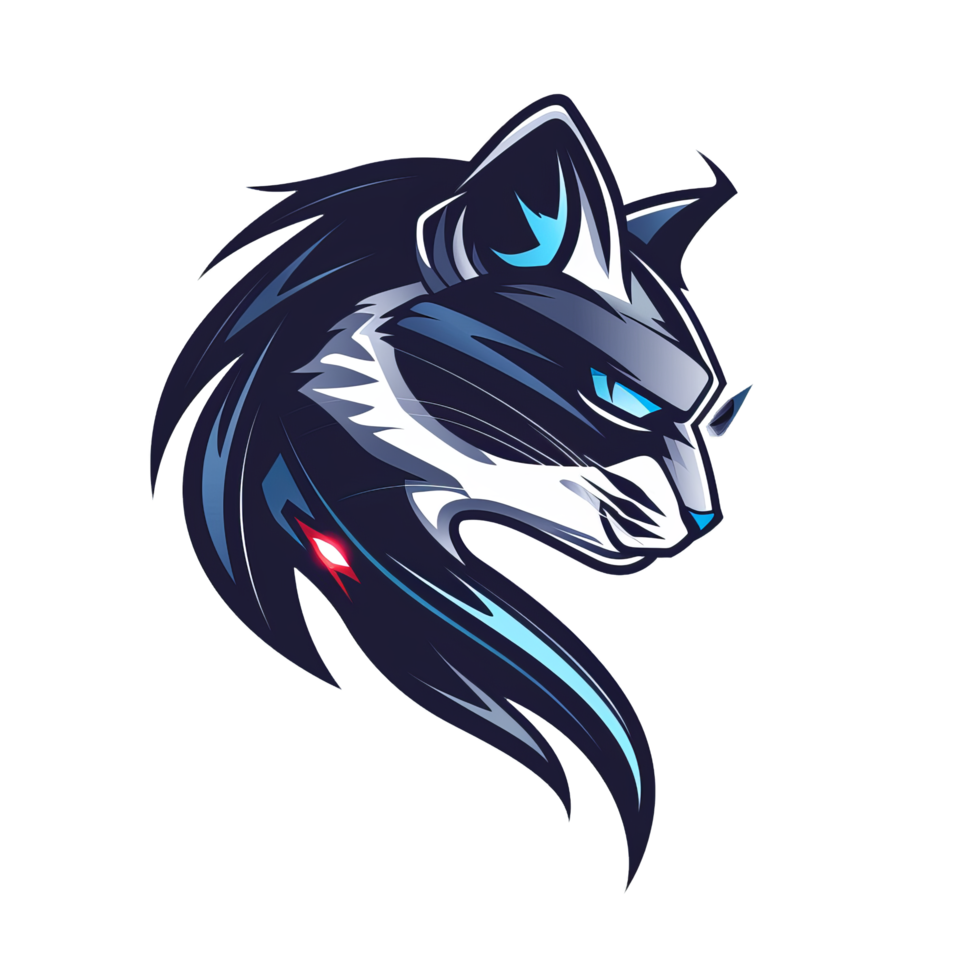 A fierce blue and black wolf mascot with a determined gaze png