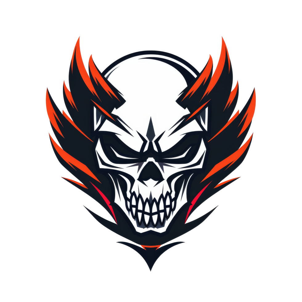 Flaming skull with a fierce look png