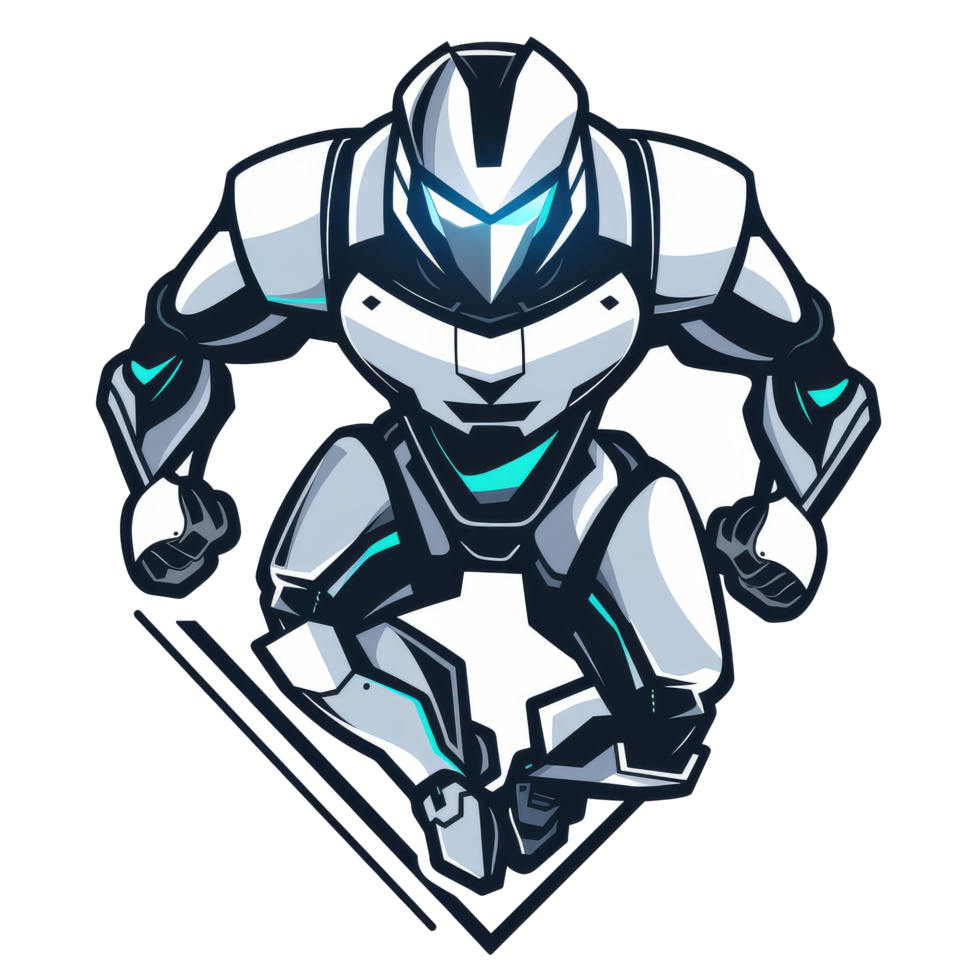Futuristic armored hero in action pose png