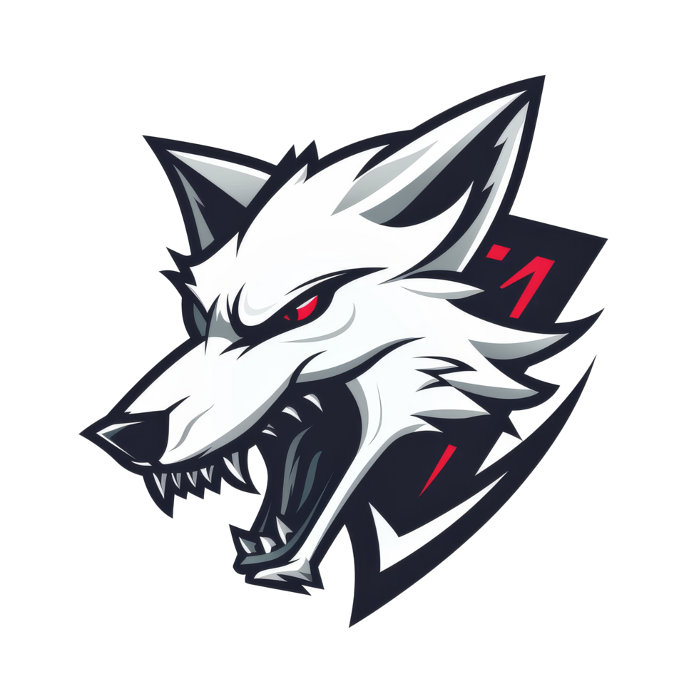 Fierce wolf logo with a sharp gaze png