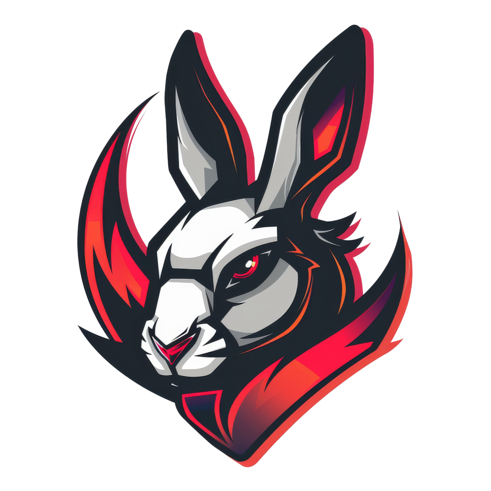 Fiery eyed rabbit mascot with a bold attitude png