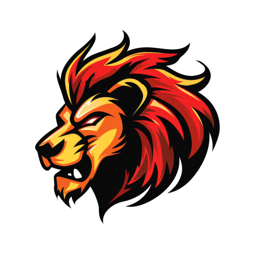 Fiery lion illustration exuding strength and ferocity png