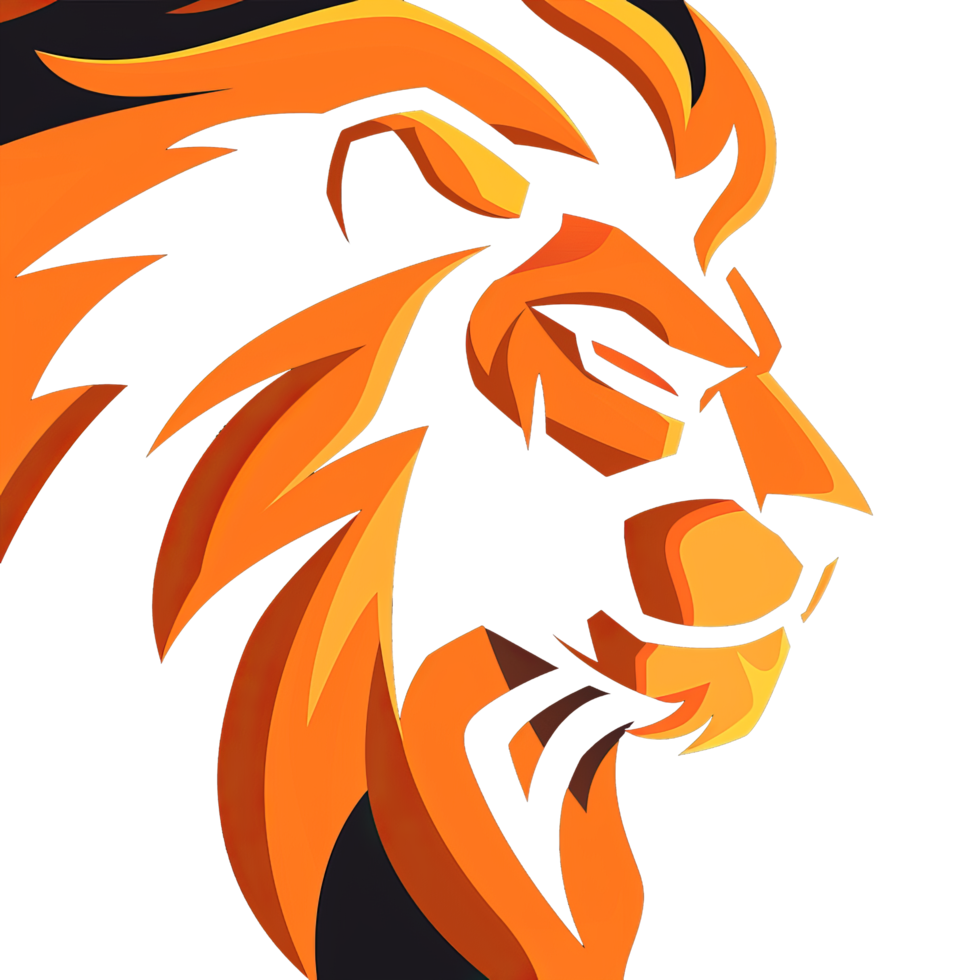 Fiery lion illustration showcasing bold geometric art style png