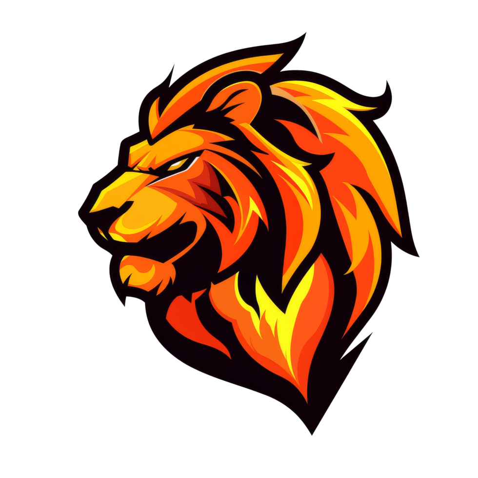 Flaming lion illustration embracing fiery strength png
