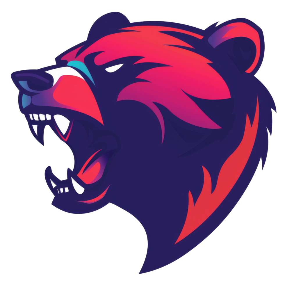 Fierce bear roaring with a modern colorful design png