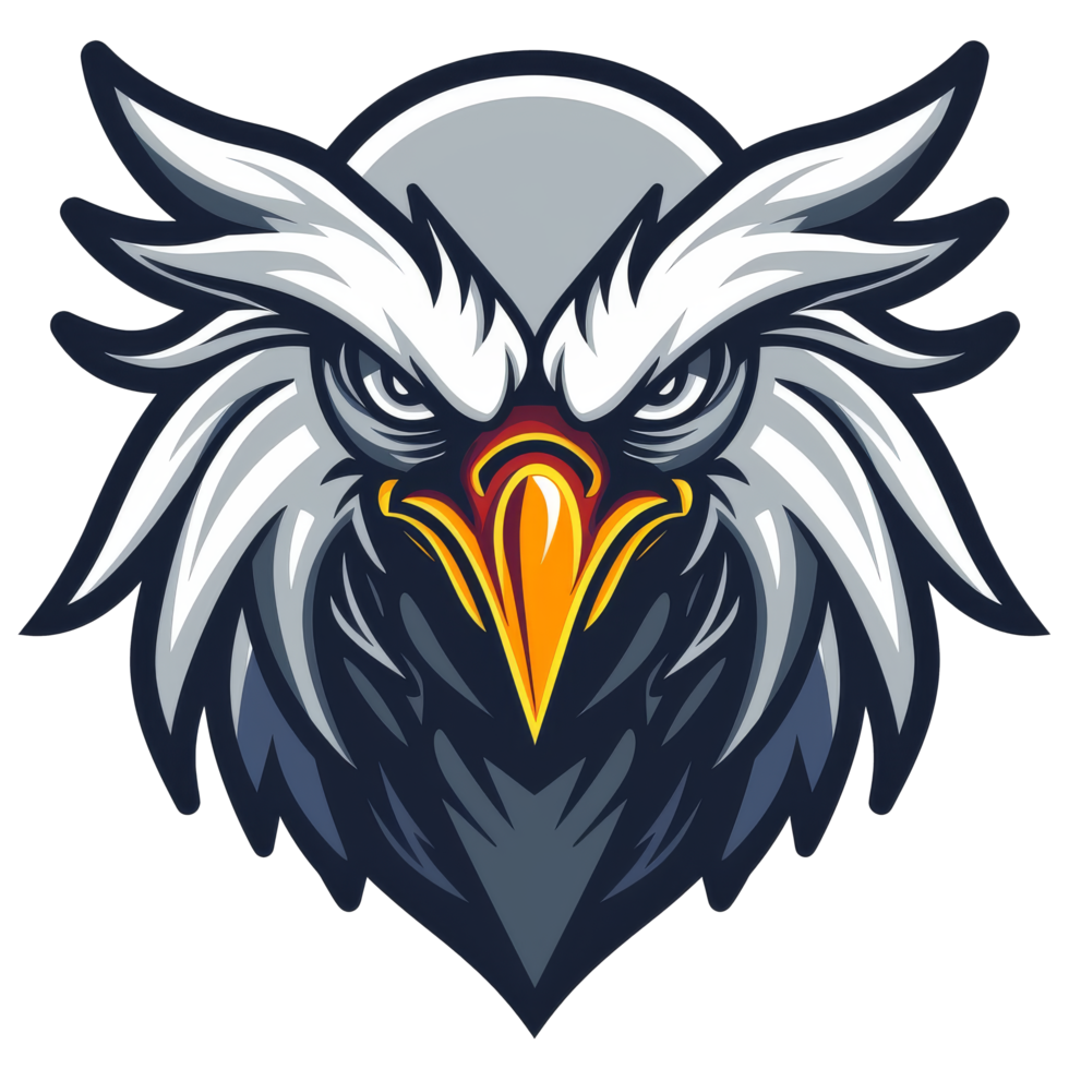 Intense eagle emblem with a fierce gaze png