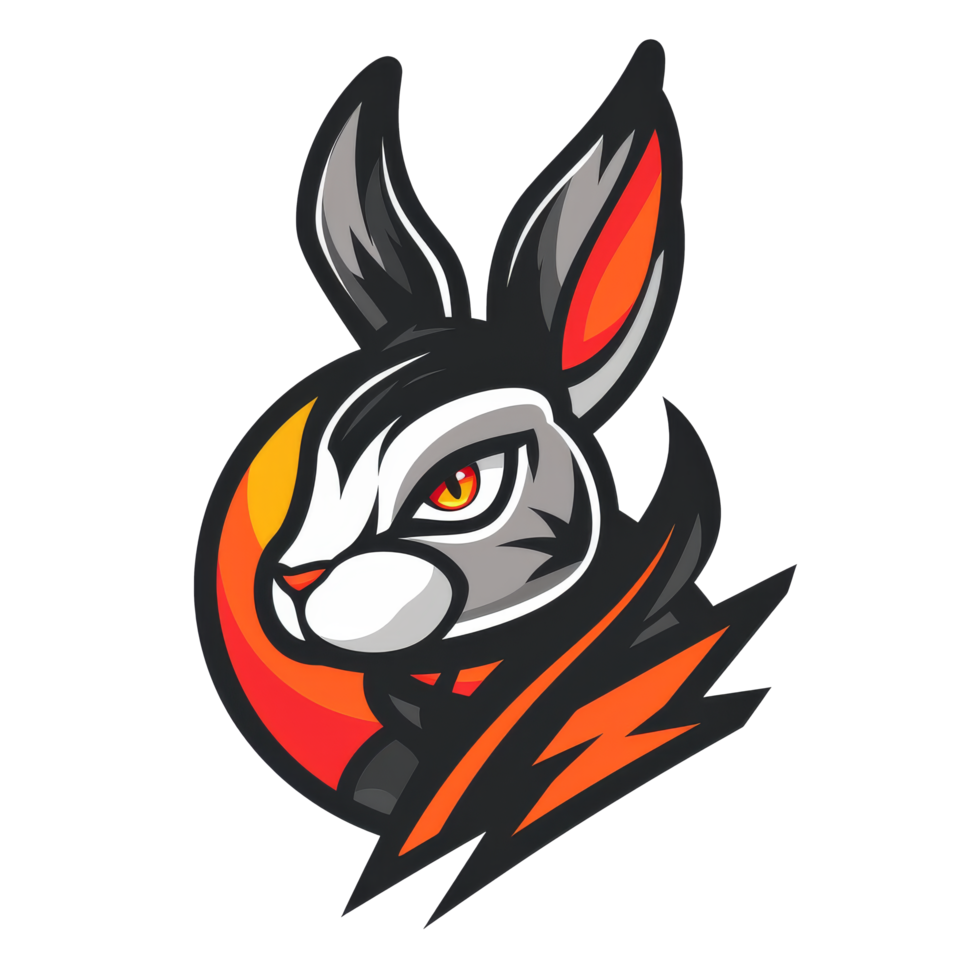 Fierce rabbit mascot with a fiery streak png