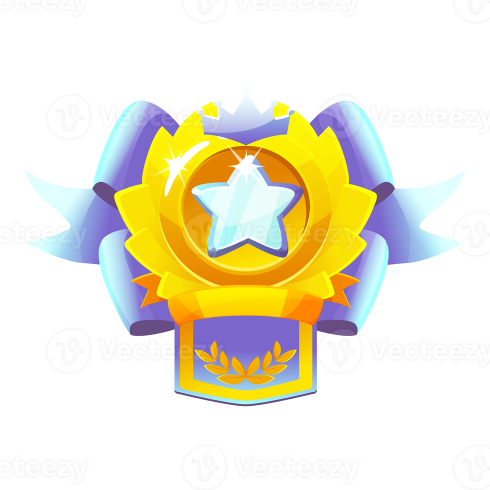 Golden Medal of the achievement, award badges with stargem png
