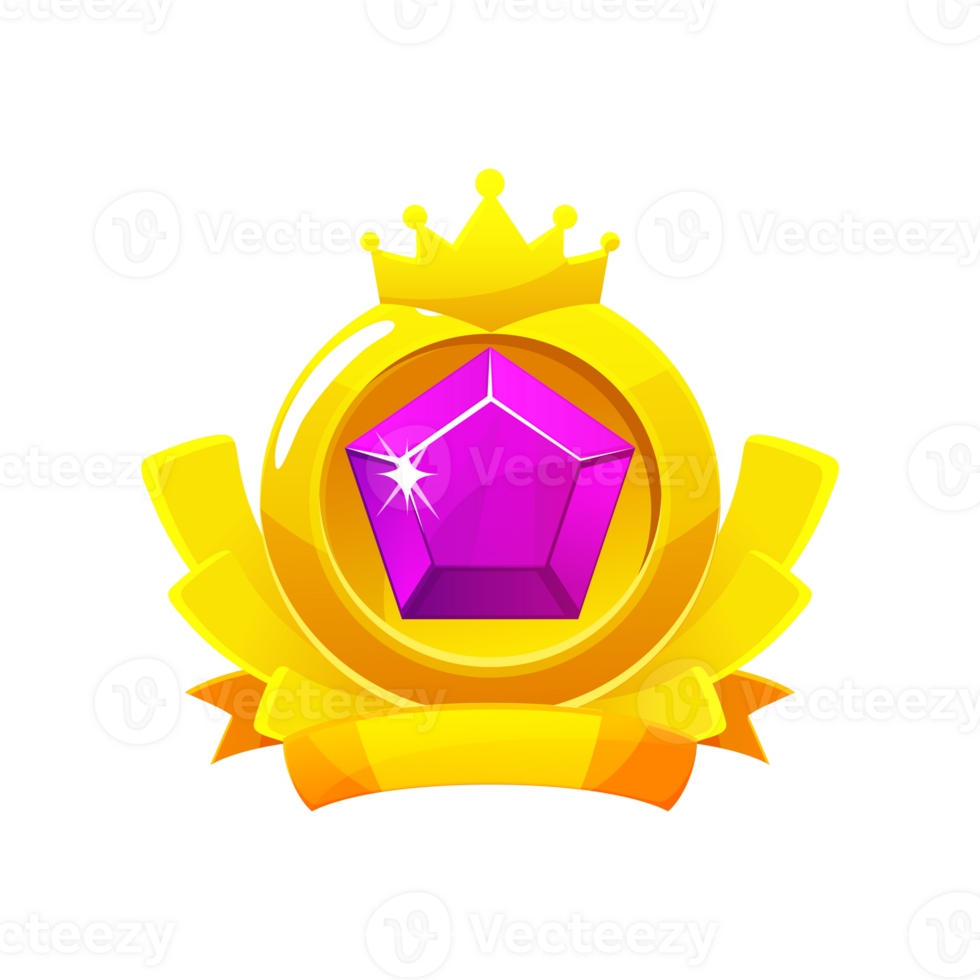 Golden Medal of the achievement, award badges with violetgem png