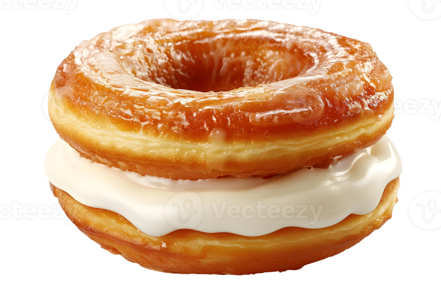 délectable vitré Donut sandwich rempli avec fouetté crème png