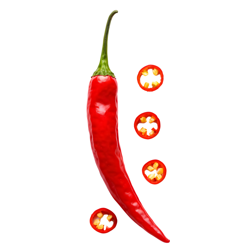 red hot chili pepper with slices of chili png