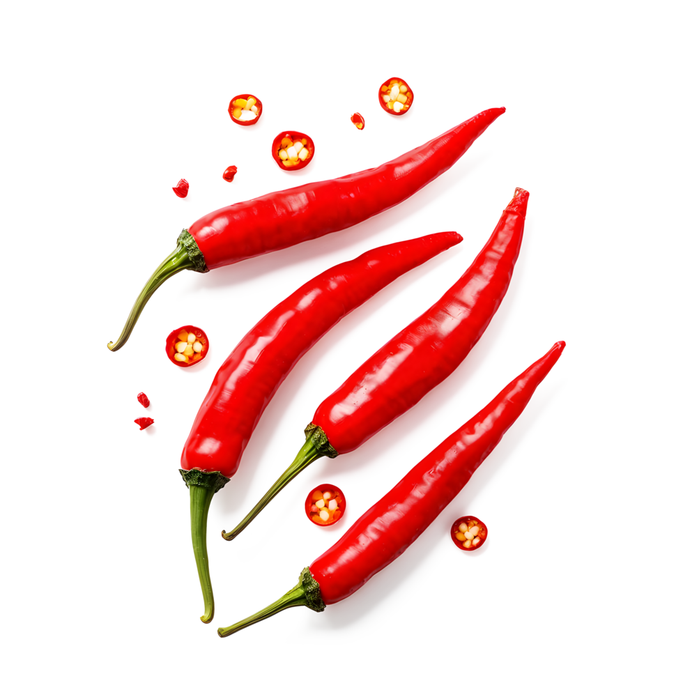 Group of red chilli pepper with pieces of chilli png