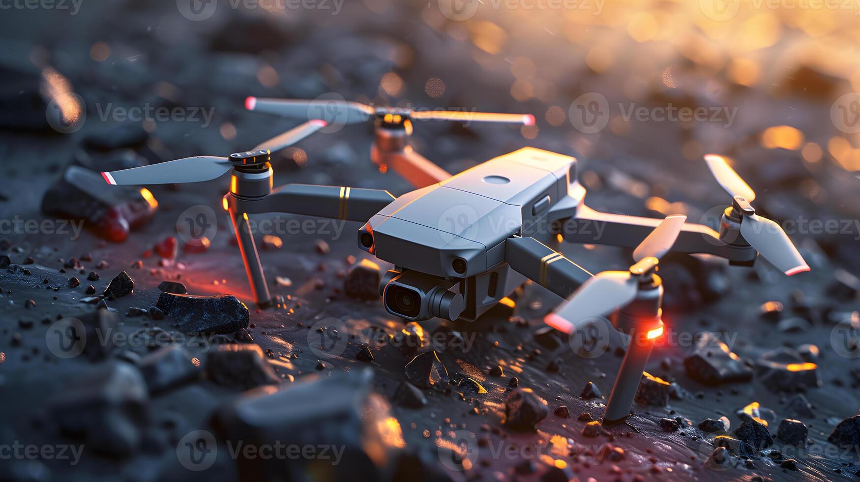 A small drone flying in the sky, surveillance, espionage. Neural network photo