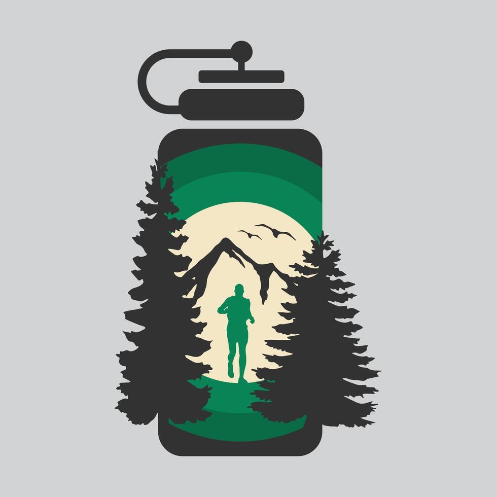 Bottle runner logo graphic illustration on background vector