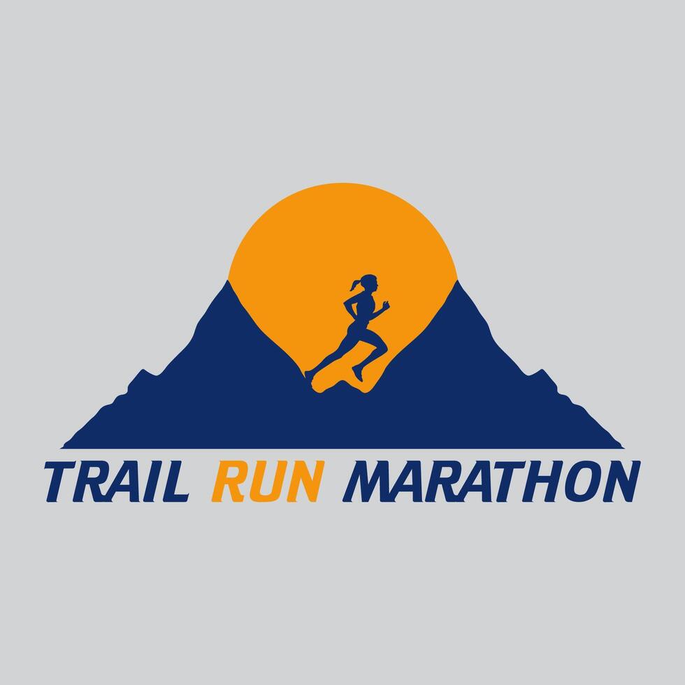 Trail run marathon logo graphic illustration on background vector