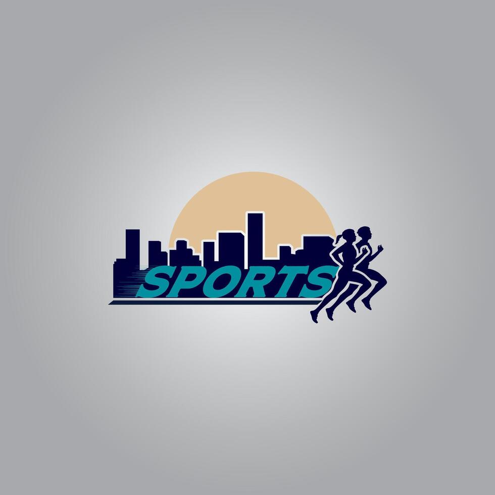 running sport logo graphic illustration on background vector