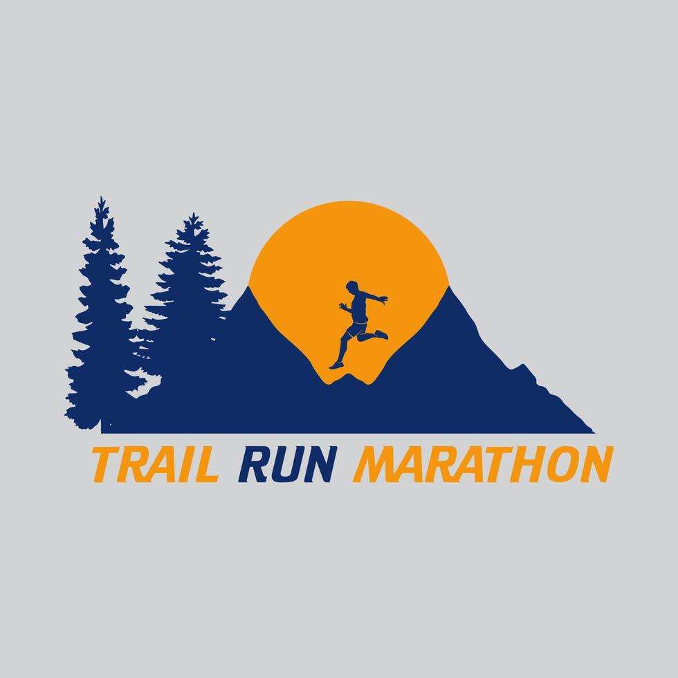 Trail run marathon logo graphic illustration on background vector