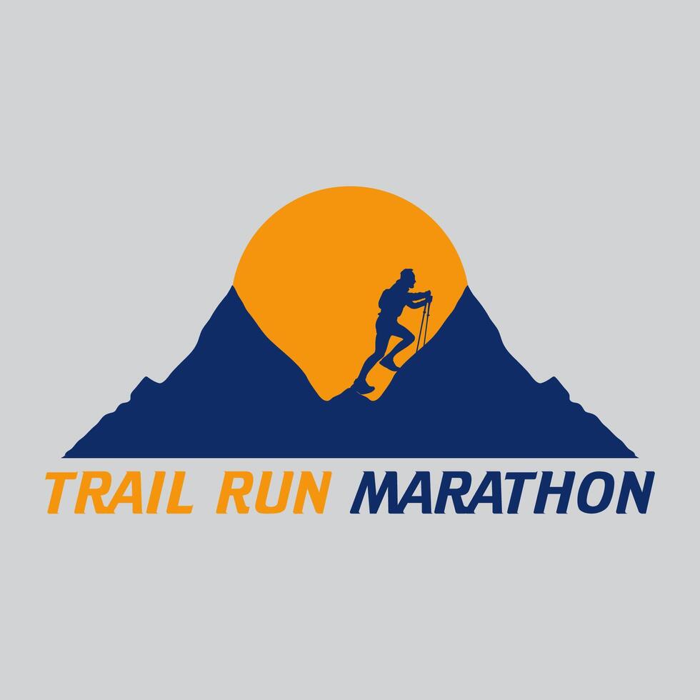 Trail run marathon logo graphic illustration on background vector