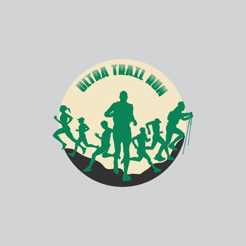 Trail run marathon logo graphic illustration on background vector