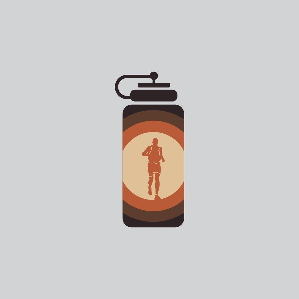 Bottle runner logo graphic illustration on background vector