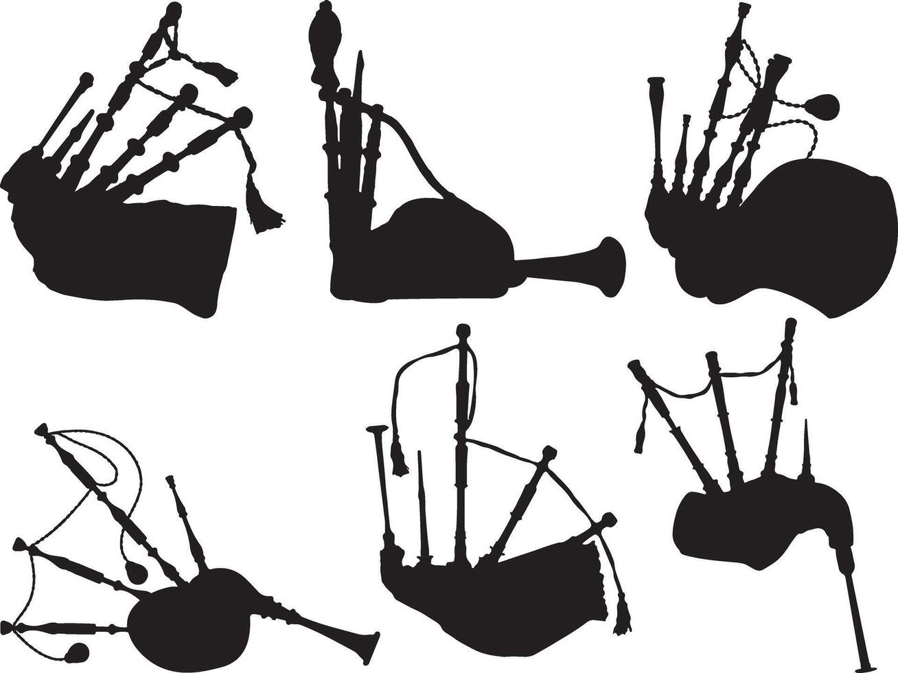 Bagpipes silhouette on white background vector