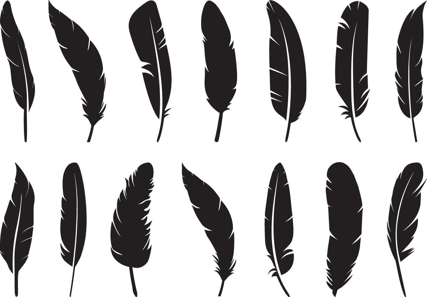 plumas silueta en blanco antecedentes vector