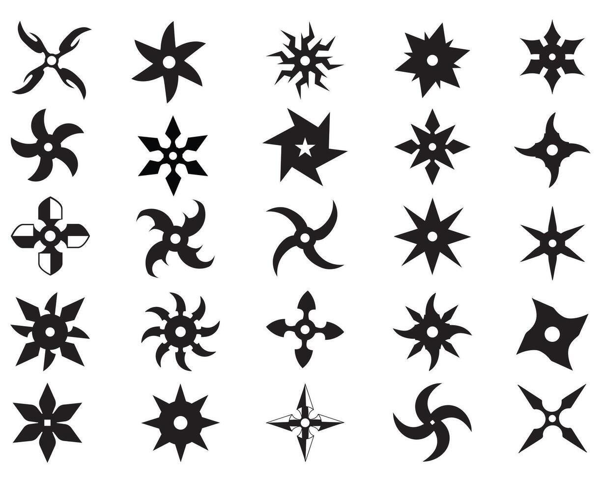 Ninja stars silhouette on white background vector