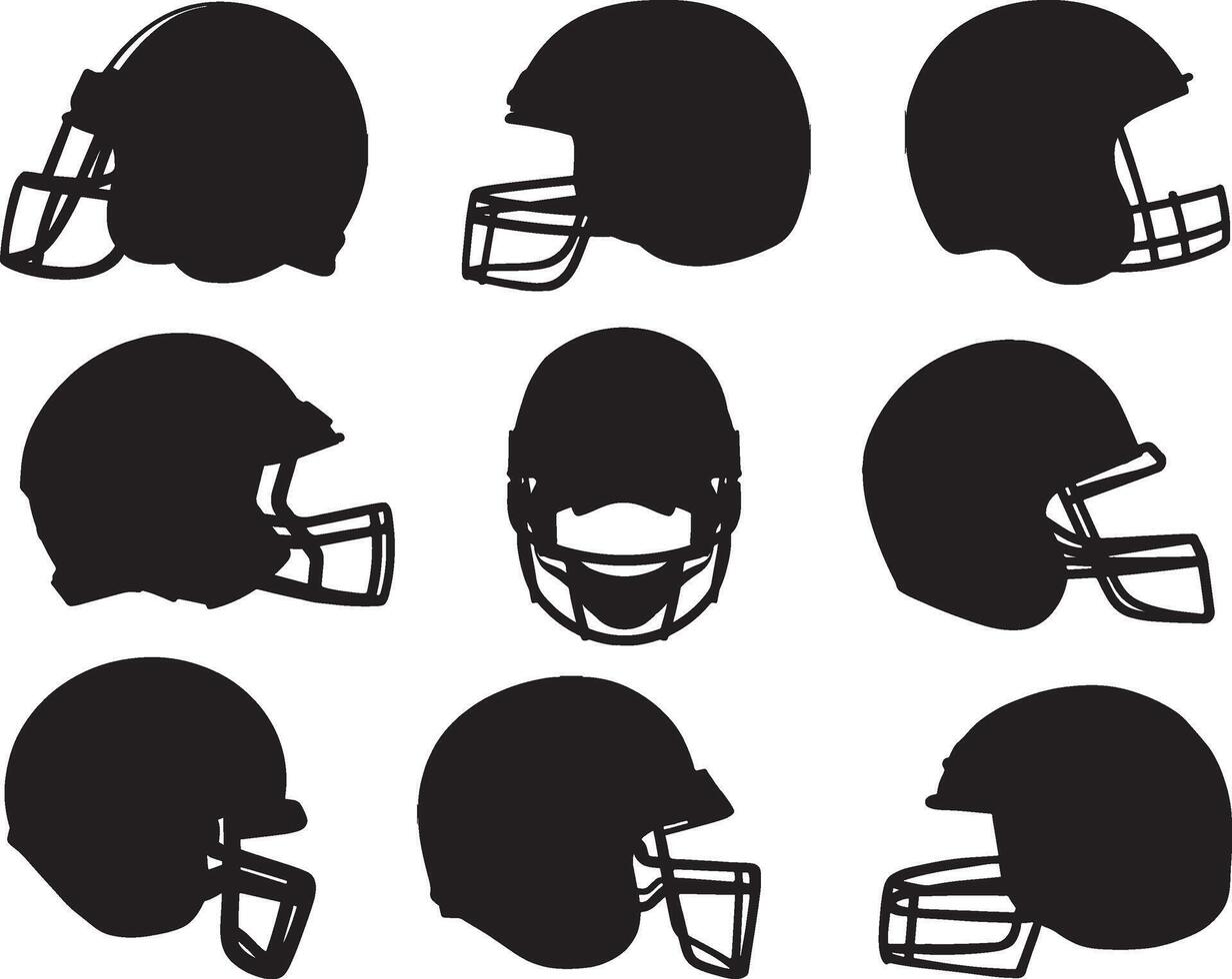 Football helmet silhouette on white background vector