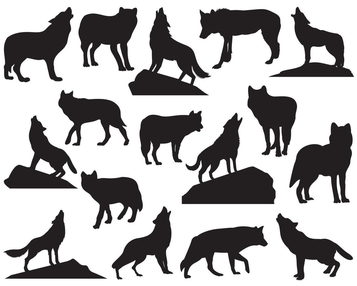 Wolf silhouette on white background vector